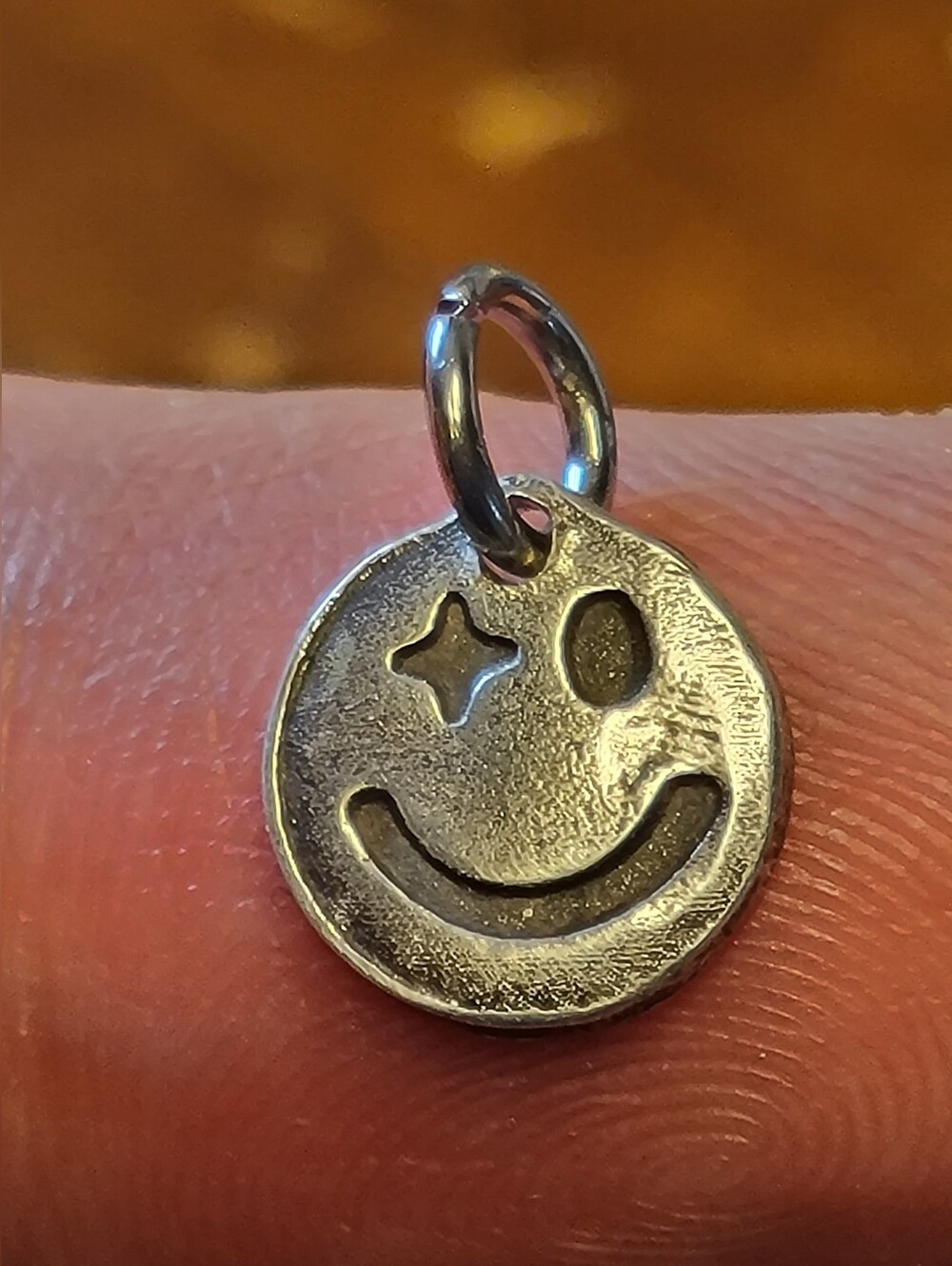 999 Silver Starry Eyed Charm / Amulet / Pendant - 15mm- New - Unisex - 1.1g